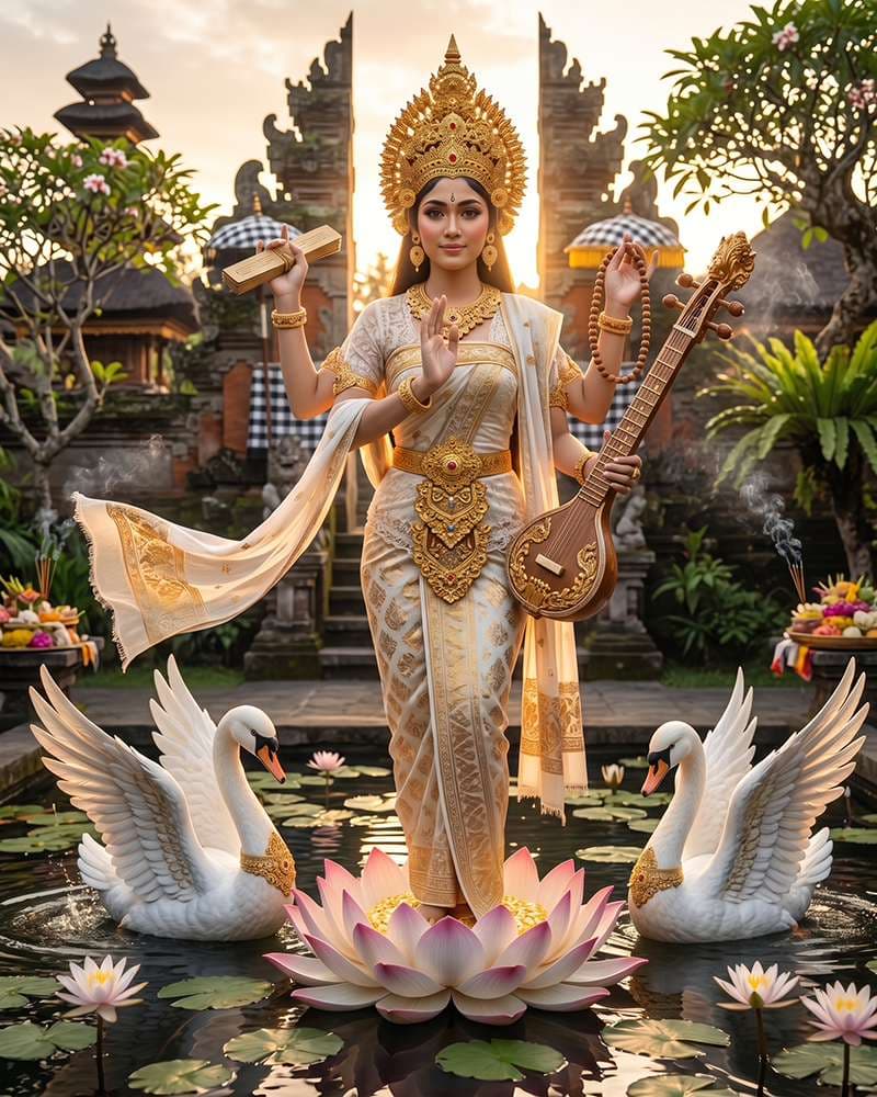 Dewi Saraswati - Hindu Goddess of Knowledge and Wisdom in Bali