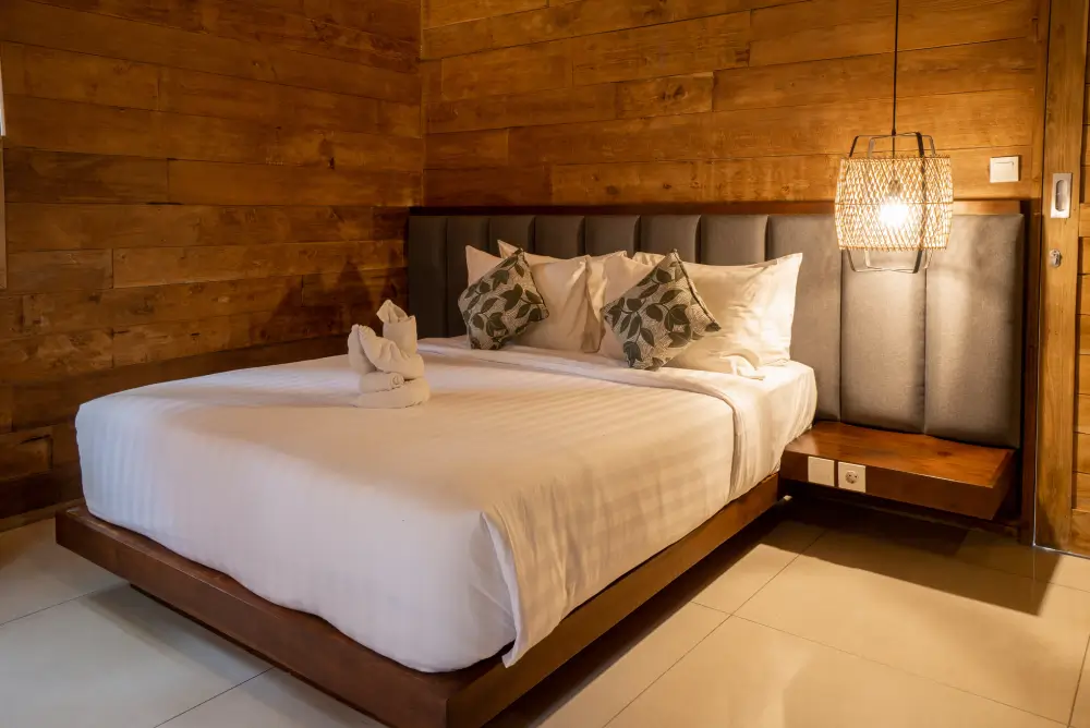 Luxury King Bed Setup in One-Bedroom Villa at Rimbun Canggu Joglo Villas