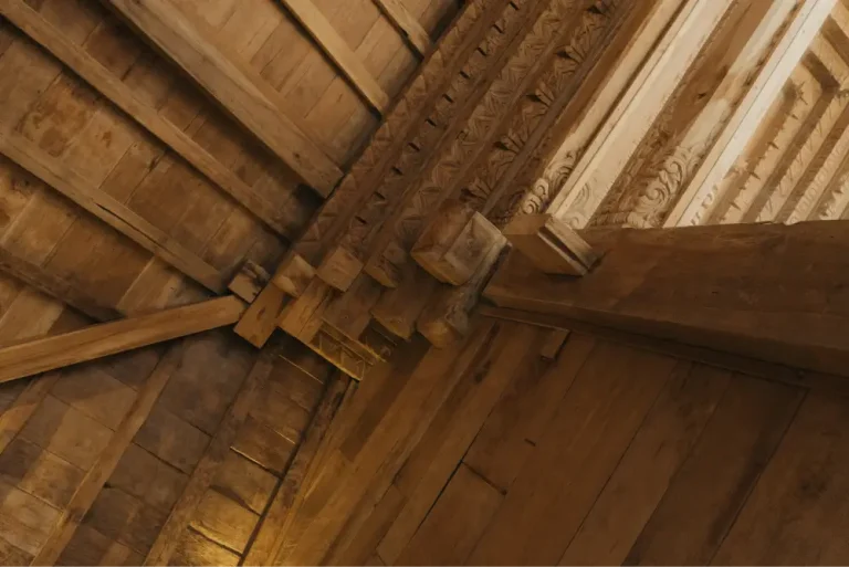 Handcrafted Traditional Balinese Wooden Ceiling Architecture at Rimbun Joglo Villa