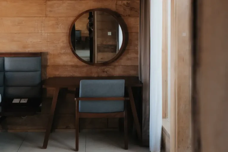 Dedicated Wooden Workspace Desk for Remote Work at Rimbun Canggu Villa